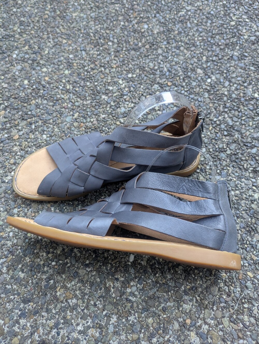 Born Iwa Gray Woven Leather Sandals